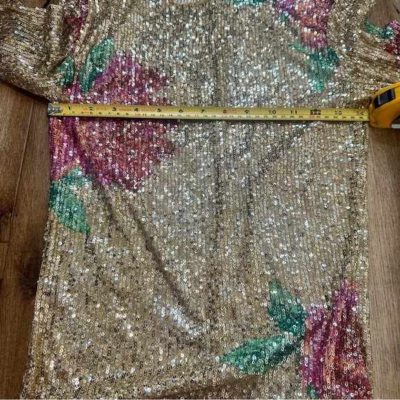 NWT FREE PEOPLE Printed Gold Rush Long Sleeve / Champagne Combo Size Small - Picture 11 of 13